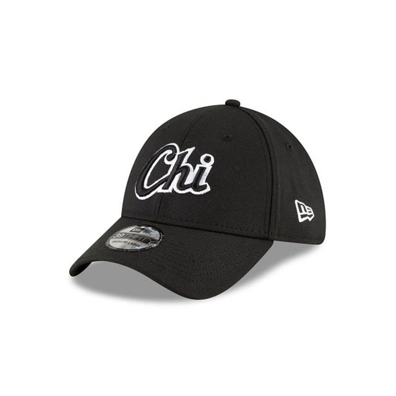 MLB Chicago White Sox Ligature 39Thirty Stretch Fit (IPC8758) - Black New Era Caps